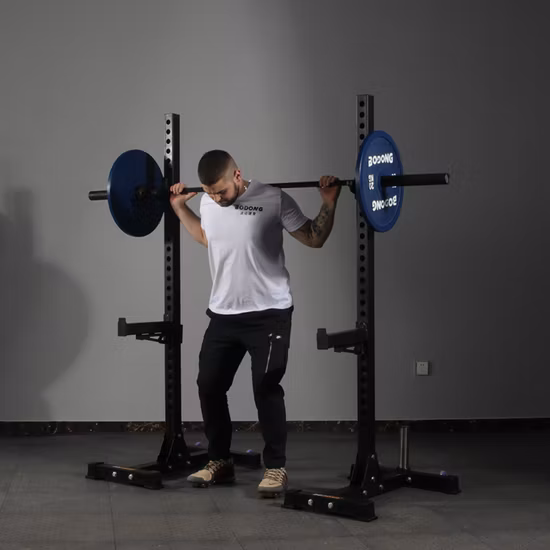 Attrezzatura fitness per uso domestico, squat rack rimovibile e regolabile in altezza